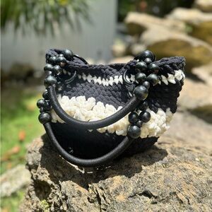 Striking Black and White Shoulder Bag with Unique Design